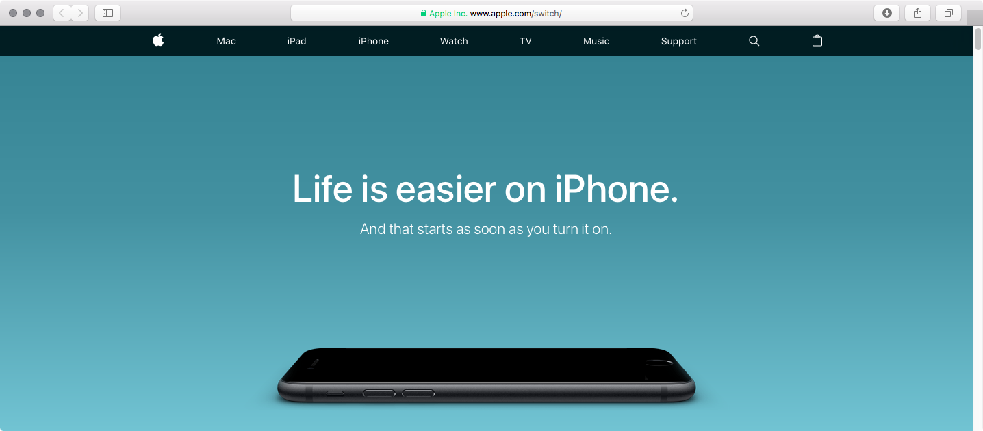 Apple official website layout featured as a top business website example for design inspiration.
